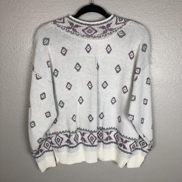 Vintage Size Large Matching Sweater & Cardigan Pastel Knit Floral Cottage Flower - Picture 4 of 8